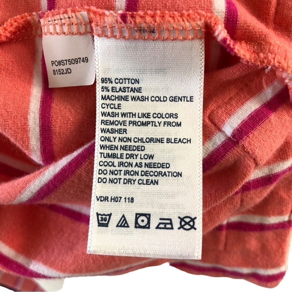 Nautica Sleeveless Shift Tee Dress Women L XL Orange with Red White Stripes - Picture 7 of 7
